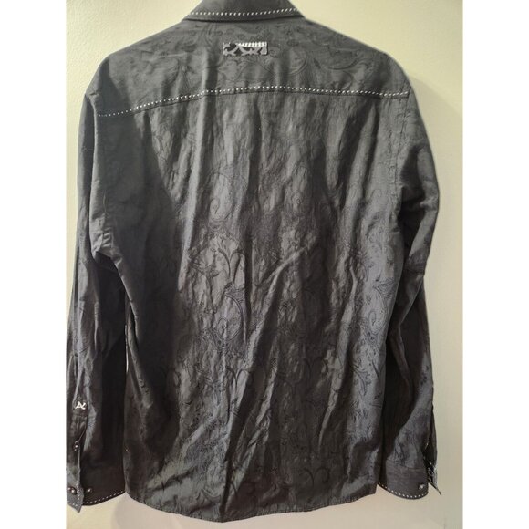 Au Noir Men Dress Shirt Black Long Sleeves Size 6 Pre-Owned - Picture 5 of 9